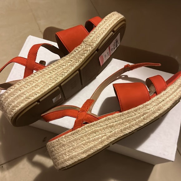 NIB Eileen Fisher Devi Espadrille Strappy Leather Platform Sandal Tangelo 7M - Picture 4 of 5